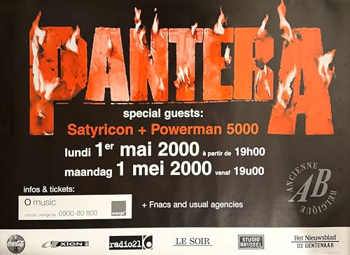 Affiche Pantera Satirycon Powerman 5000 Belgique 2000 en format grand poster de decoration 60X90cm