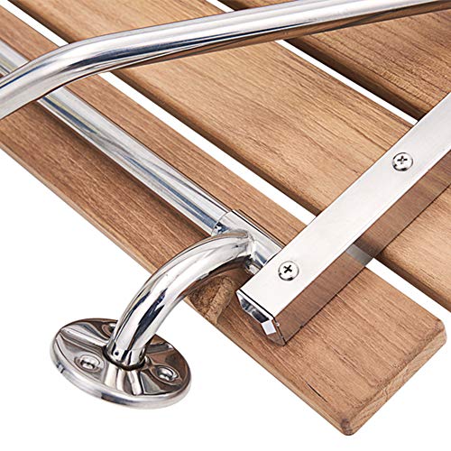 image for WATERJOY Teak Wood Folding Shower Seat, Wall Mounted Bathroom Folding 