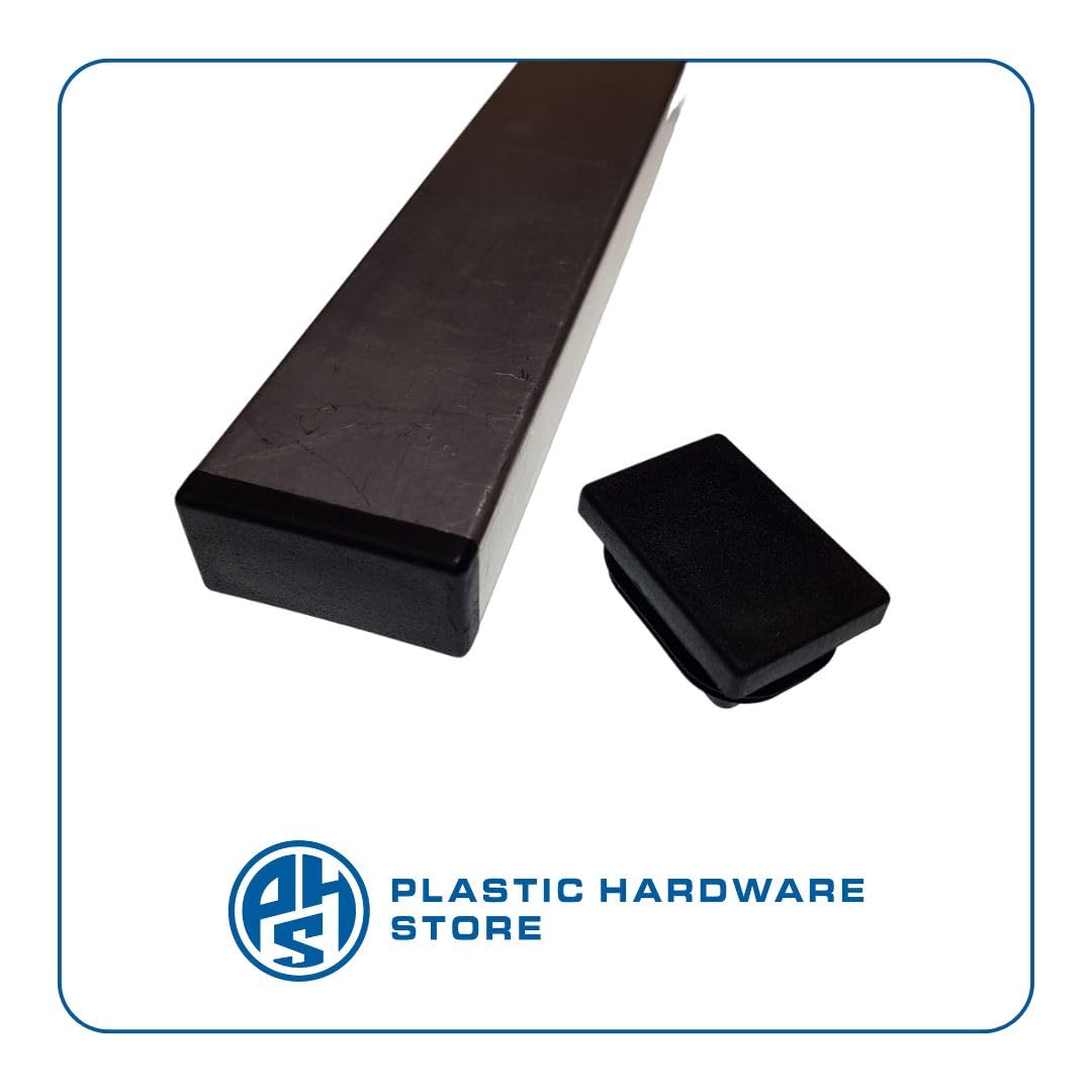 Tappo a Lamelle Rettangolare in Plastica (Polietilene), Inserto Alettato per Chiusura Tubi Rettangolari, Piedino per Sedie, Sgabelli, Tavoli - 80X40 - Nero - 5 pezzi - Plastic Hardware Store
