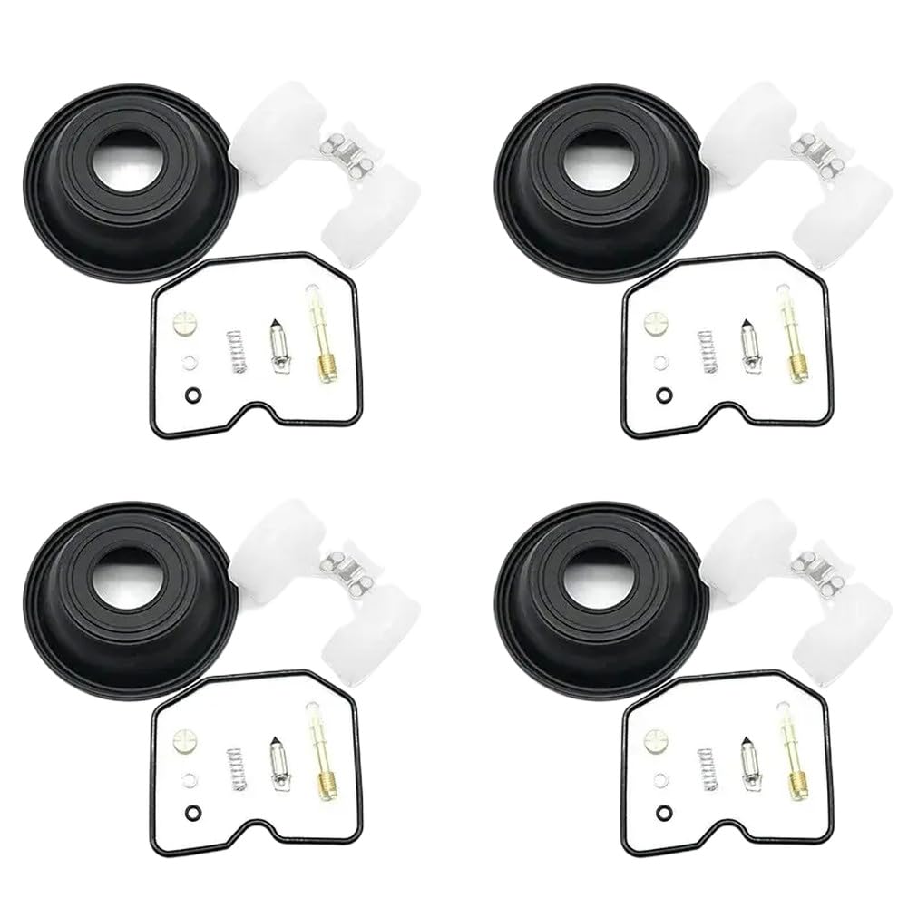 Kit de reparación de carburador de 4 juegos Compatible con 600R 600 ZX600 1988-1997 Junta de cámara Membrana de vacío Resorte flotante