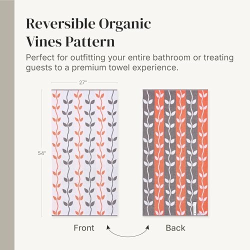 Image of Modern Threads 6 Piece Bath Towel Set - Bathroom Set with 2 Bath Towels, 2 Hand Towels, and 2 Wash Cloths - 100% Cotton, Super Absorbent & Extra Soft - Reversible Natural Vine (Rust Orange)