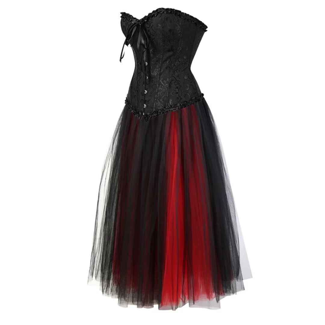 Grebrafan Bustier Corset Mariée et Jupe Tulle Femme Longue