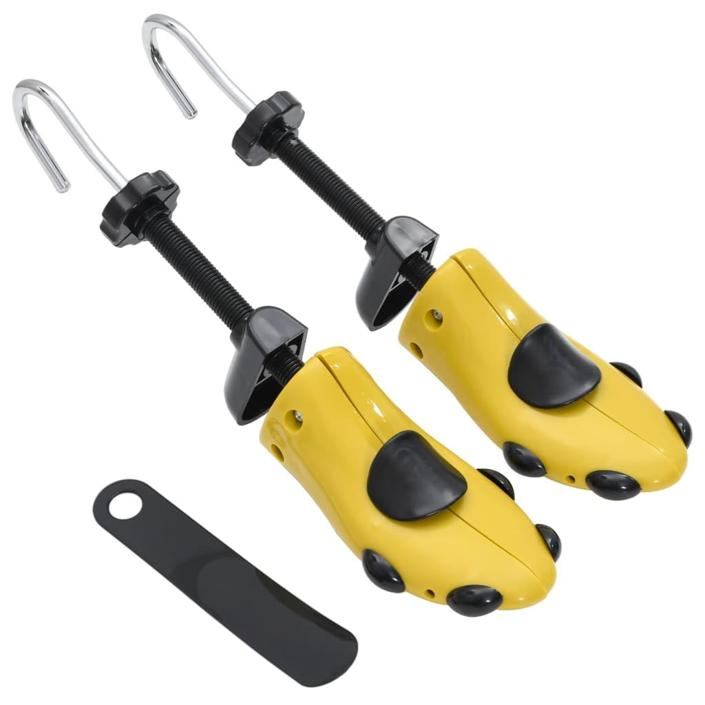 Schuhspanner Gelb mit Schuhanzieher aus Kunststoff verstellbar EU 37-41 für Damen Herren zum Dehnen Weiten Formen und Pflegen von Schuhen Stiefel und Sportschuhen