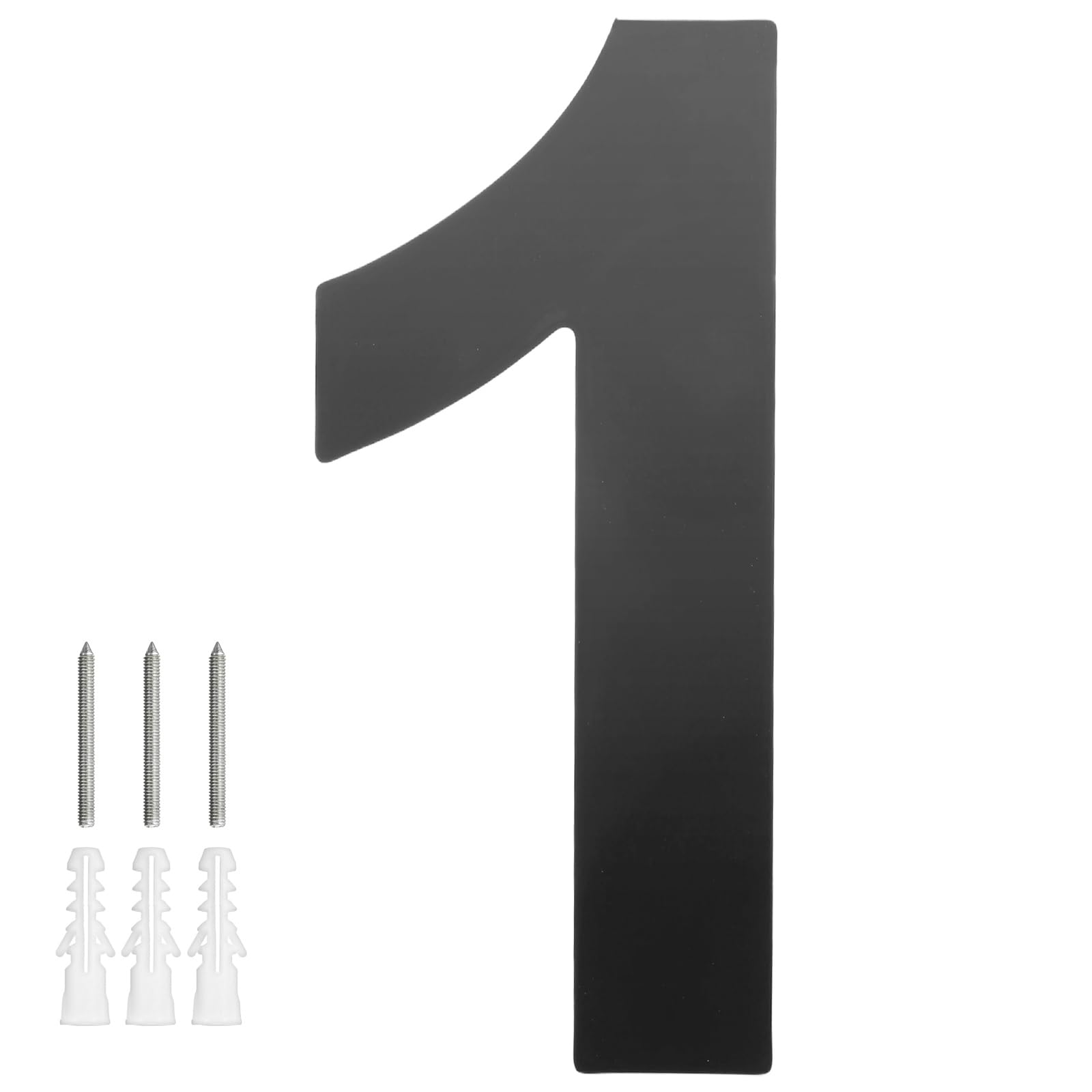 M METERXITY 1-Pack Modern Floating House Numbers for Outside, 8 Inch Stainless Steel Glossy Black Large Address Numbers Floating Mount with Nail Kits for Door/Street/Outdoors [Digit 1]