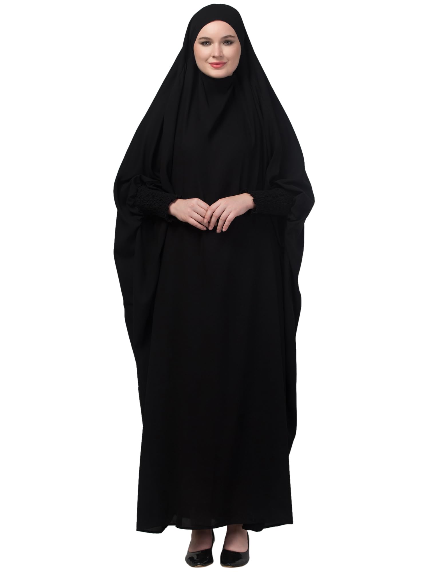 Smoking at sleeves with inbuilt Nose Piece Head To Toe Free Size Jilbab-image-33