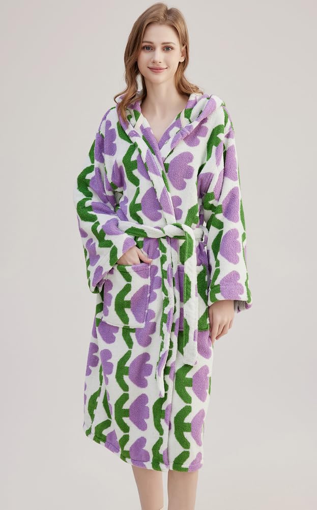 Damski szlafrok frotte, bawełniany szlafrok z kapturem, chłonny, gruby, długi szlafrok do spa, zimowy szlafrok pluszowy,B,One Size