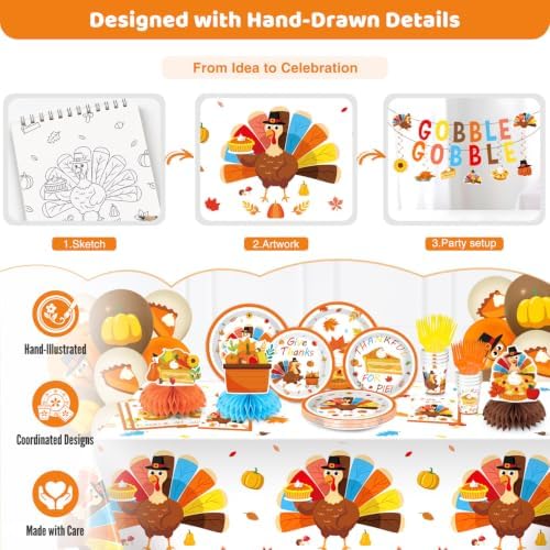 Thanksgiving Decorations, Thanksgiving Plates and Napkins Set for 24 Guests — 사진 5