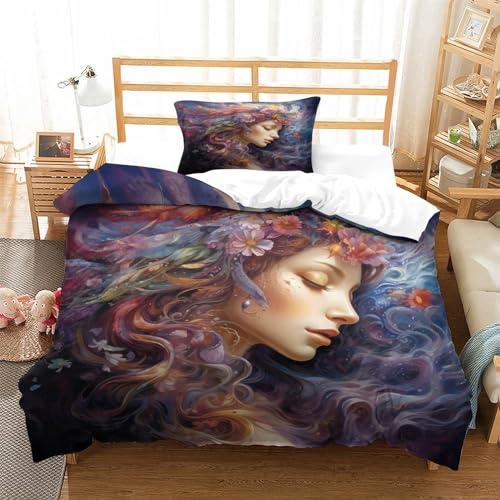 Housse de couette microfibre douce et zippée avec imprimé papillon 3D - 3