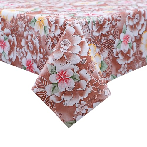 Image of Dakshya Industirs PVC Waterproof Table Cover 36x54 Inch Floral Printed Center Table Cover Washable Plastic Table Sheet Oilproof Dining Table Cover for Coffee Table Living Room Home (Velvet Leaf)