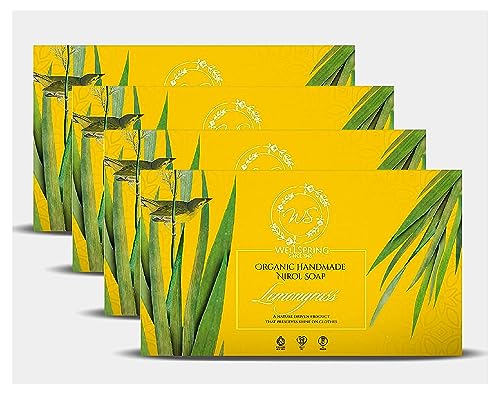 Image of Wellspring (Pack of 4) Nirol Natural Washing Laundry Soap Bar | Veg, Organic And Chemical Free| Baby Safe| For Sensitive Skin| Lemongrass Fragrance (480 Grams)