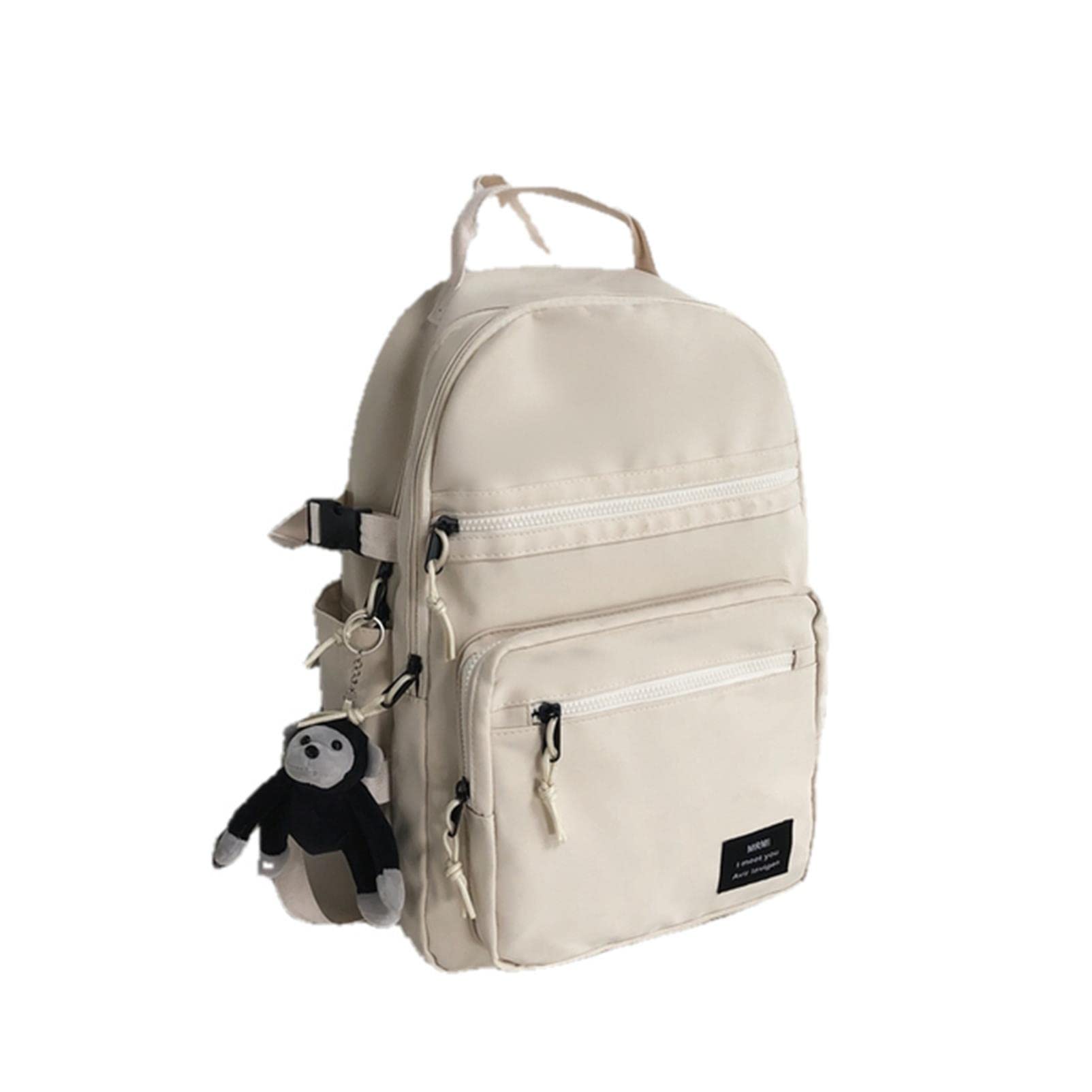 Schulranzen Wasserdichter Nylon Rucksack Unisex Multi-Pocket-Laptop-Rucksack Große Kapazität Schule Rucksack Mädchen Schultasche-White