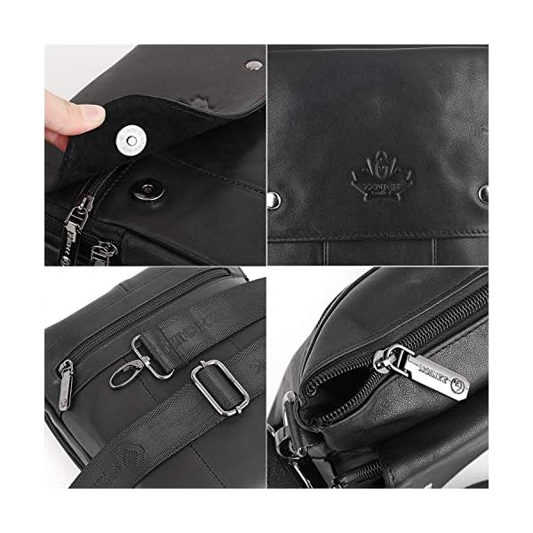 ZZNICK Genuine Leather Messenger Bag, Sling Bag Crossbody Shoulder Bags for Travel Work Business (Black-2303) - Image 7