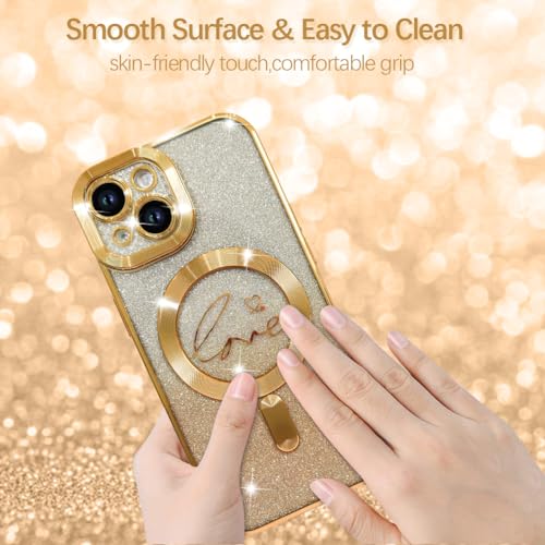 Image of ZIYE Magnetic Case Designed for iPhone 14 Glitter Case-Gold