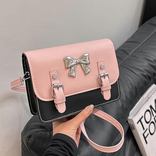 Crossbody Bag for Girls，Small Square Shoulder Bag with Bow Accent Handbags Cross Body Purses3