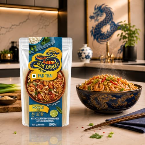Image of Blue Dragon Pad Thai Noodle Kit, 265g | Authentic Imported Thai Meal Kit | Includes Premium Rice Noodles, Sauce & Crushed Peanuts | Restaurant-Style at Home | Ready in 15 Minutes | Vegan | Serves 2