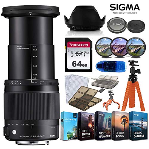 Sigma 18-300mm f/3.5-6.3 DC Macro OS HSM Contemporary Lens for Canon EF w/