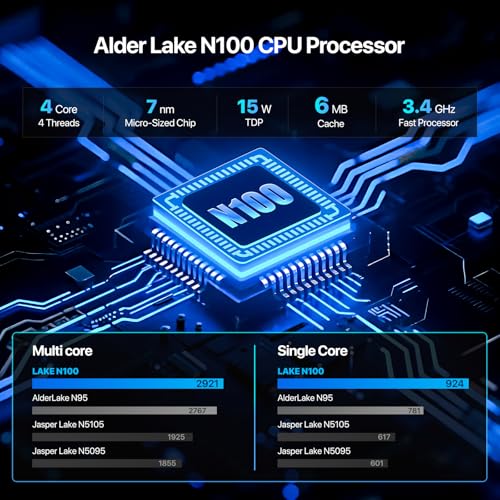 Image of PELADN Mini PC, N100(up to 3.4GHz),16GB DDR4 /512GB SSD,Type-C /Dual HD,Mini Desktop Computer,4K /60Hz Triple-Display USB3.0 /BT4.2 /WiFi Mini Computers for Home Business