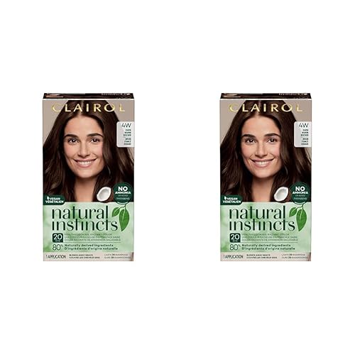 Miniatura 1 de Clairol Natural Instincts - Tinte semipermanente para el cabello, color castaño cálido oscuro 4W, paquete de 2 unidades