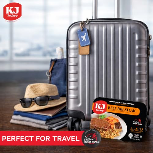 Image of KJ Poultry Kosher Ready Meals - Beef Rib Steak & Kugel, MRE Meat Meals Ready to Eat, Shabbos Food (2 Pack) Prepared Entree Fully Cooked, Shelf Stable Microwave Dinner Travel Military Camping Survival