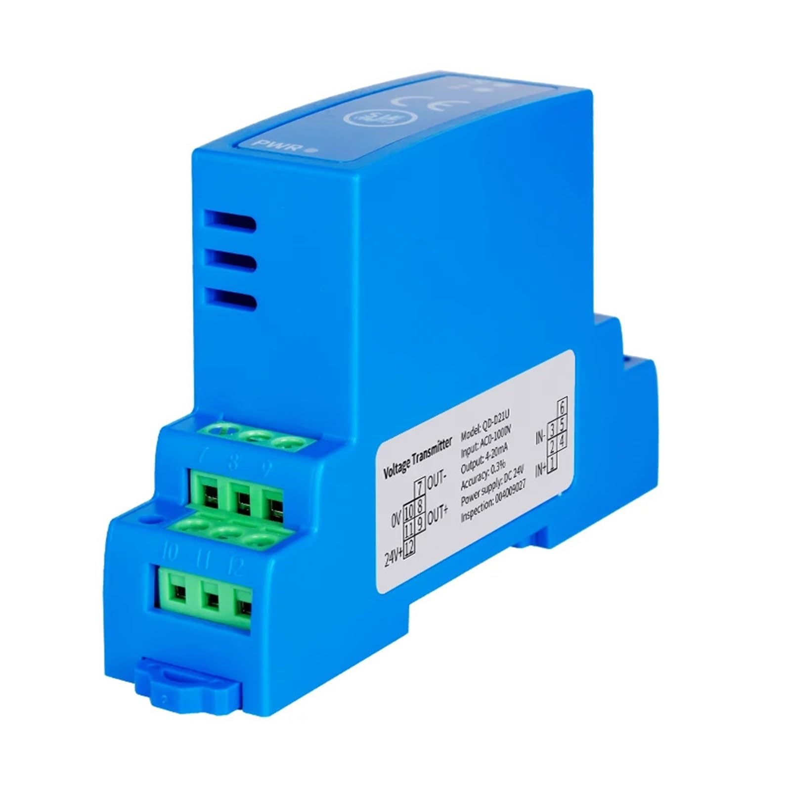 PEQYUACTE DC/AC Voltage Transmitter 5V/10V/50V/100V/200V/300V/500V/1000V Voltage Sensor 4-20mA 0-10V RS485 Relays Transducer(DC24V POWER SUPPLY-0-10V OUTPUT)
