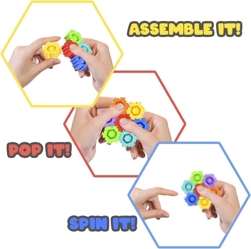 Image of Amitasha Push & Pop for Kids - Sensory Fidget Spinner Toy, Waterproof Handheld Popit Spin Memory Travel Toy Fine Motor Skill