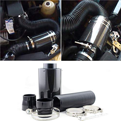 Intake Air Filter, Universal Car 3" Carbon Fibre Cold Air Filter Feed Enclosed Intake Induction Pipe Hose Kit