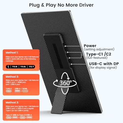 undefined 15.6" Laptop Screen Extender, 1080P FHD Laptop Monitor Extender with 120% sRGB, 235°Rotation Detachable Dual Monitor, Plug & Play, Triple Screen Compatible with Windows, Mac, Chrome の商品画像 4