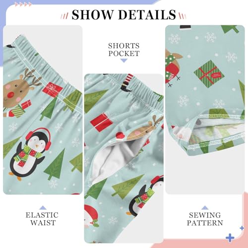 ZZXXB Christmas Penguin Reindeer Boys Long Pants Soft Trousers Elastic Waist Kids Lounge Bottoms with Pockets S-XL4