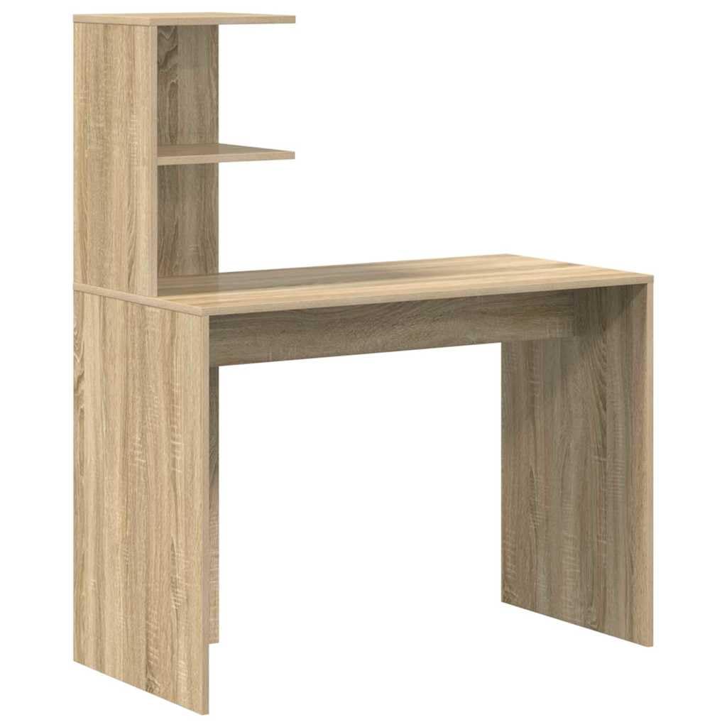 Set da gaming da scrivania in rovere Sonoma, 133,5 x 50 x 124 cm, con piano superiore, moderno tavolo per computer con 3 ante a cerniera, robusto e durevole, per casa, ufficio, camera dei