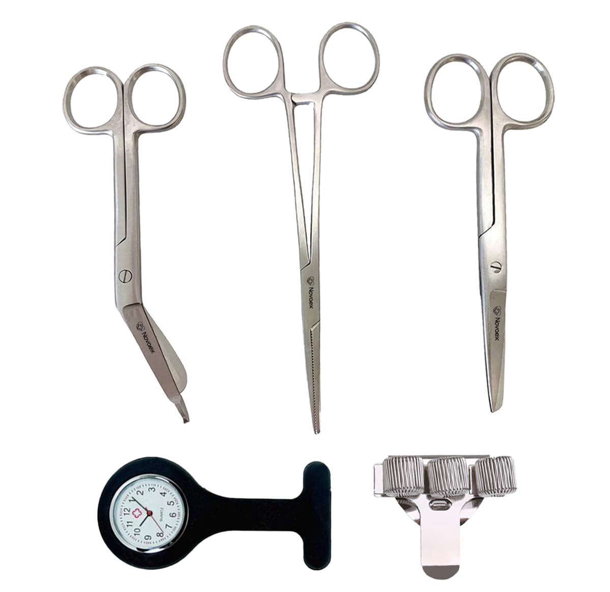 Kit iniziale per infermiere "Chrome" - 5 pezzi - forbici per medicazione - forbici da infermiera - forbici da infermiera - forbici di primo soccorso - forbici mediche - Kocher - Regalo per infermiere