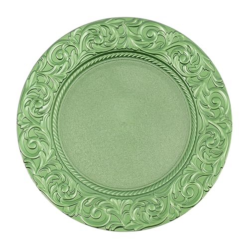 100 Platos Cargadores Plástico Redondo 13 Pulgadas Verde