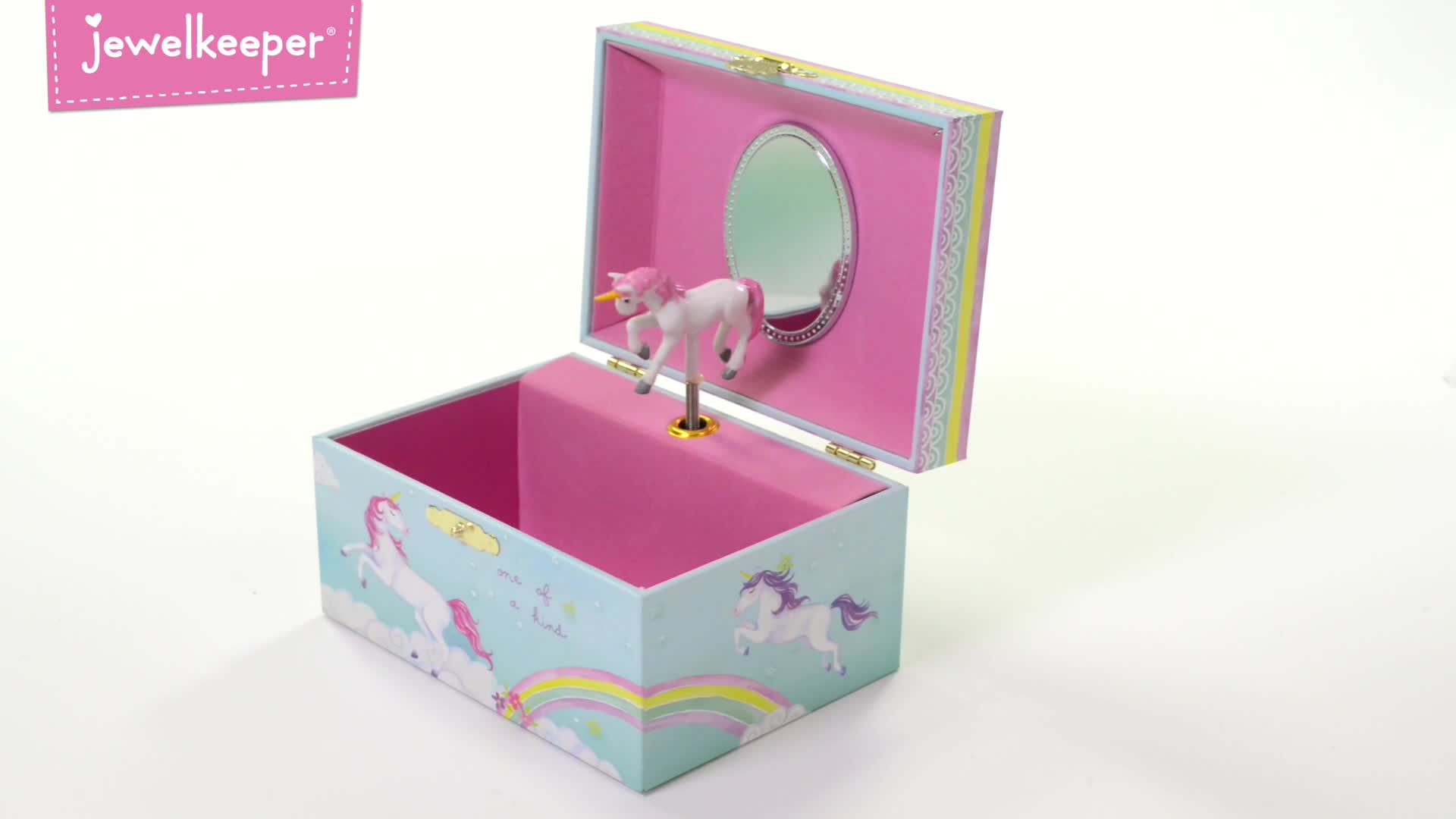 Carillon Portagioie Bambina Con Unicorno - Specchio A Stella, 2 Cassetti Per Gioielli E Ricordi - Foto 2