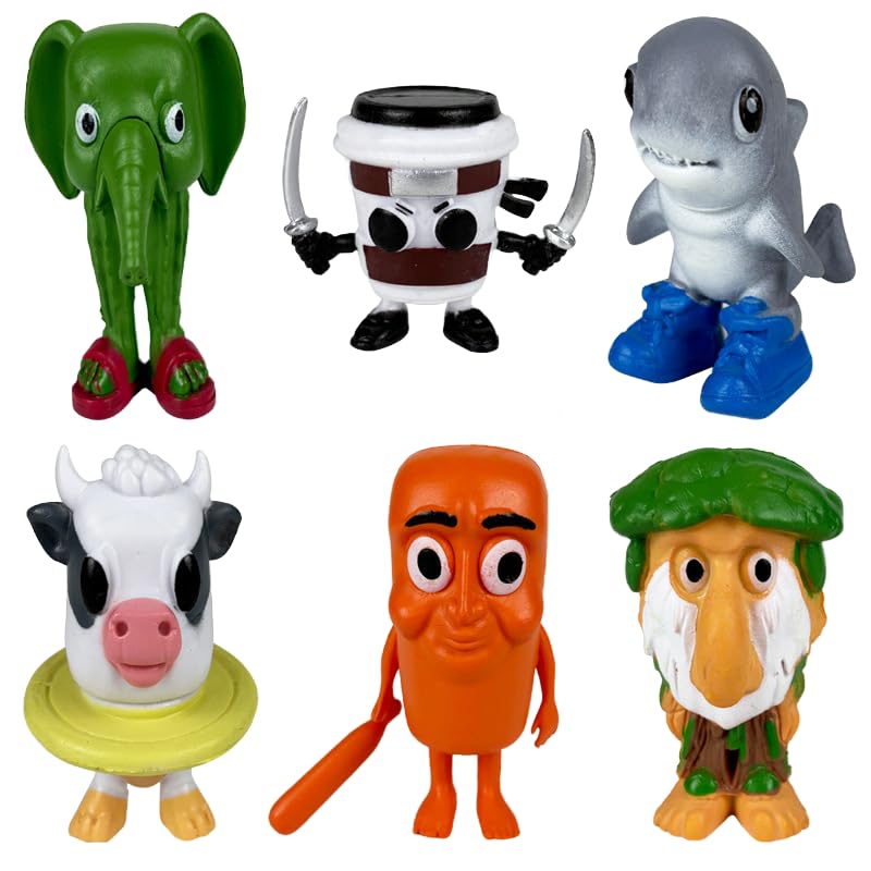 TLXNN Conjunto de 6 figuras de animais Brainrot Tung Tung Sahur estátua mini cappuccino modelo decoração para bolos, decoração colecionável