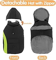 Vista 4 de EMUST Abrigos de invierno para perros - Chaquetas a prueba de viento con capucha para perros pequeños, ropa para cachorros para clima frío - S/Negro