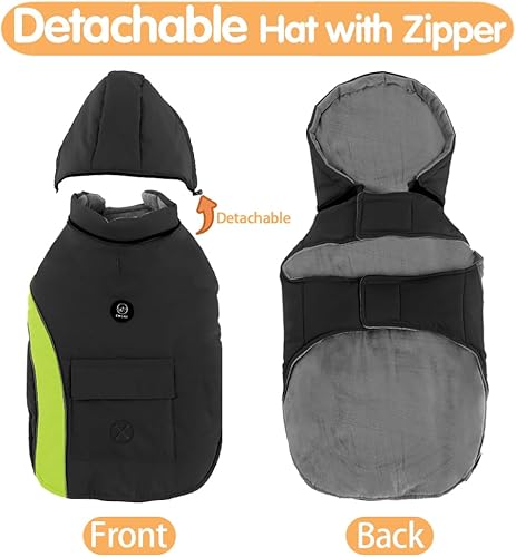 Miniatura 4 de EMUST Abrigo de invierno con capucha para perros, abrigos para perros medianos con bolsillo, chaquetas para cachorros medianos para perros medianos,