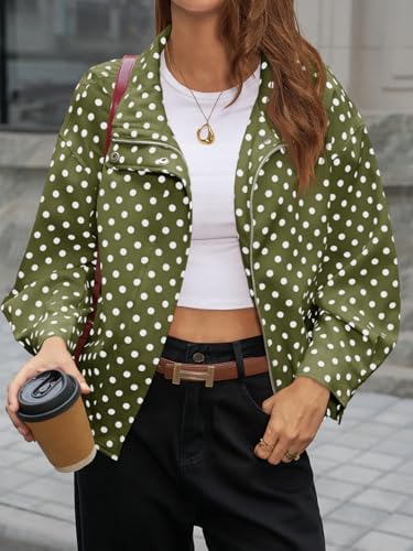 Image of Tankaneo Womens Polka Dot Zip Up Cropped Jackets