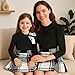 TITKKOP Toddler Girl Plaid Outfits Fall Winter Dress Knit Ribbed Bow Sweatshirt Tops and Button Fashion Skirts Set（black+white,5T