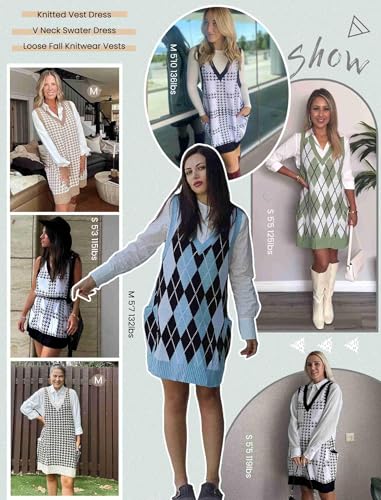 Image of Zeagoo Womens Sweater Vest Dress Pattern Knitted Pullovers Sweaters V Neck Tank Sweater Dress with Pockets