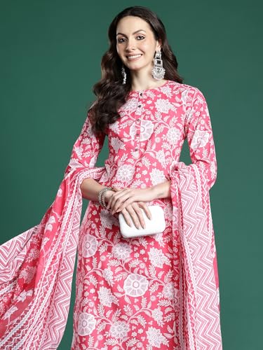 Image of INDO ERA Women Pure Cotton Kurta Set with Dupatta | Festive Suit Set, 11047