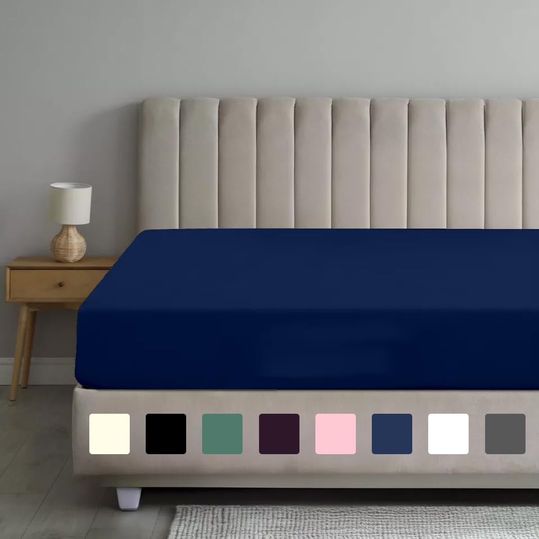Rohi Double Bed Fitted Sheet 100% Microfibre, 16'' (40cm) Extra Deep Fitted Sheet with Elasticated Corners, Ultra Soft