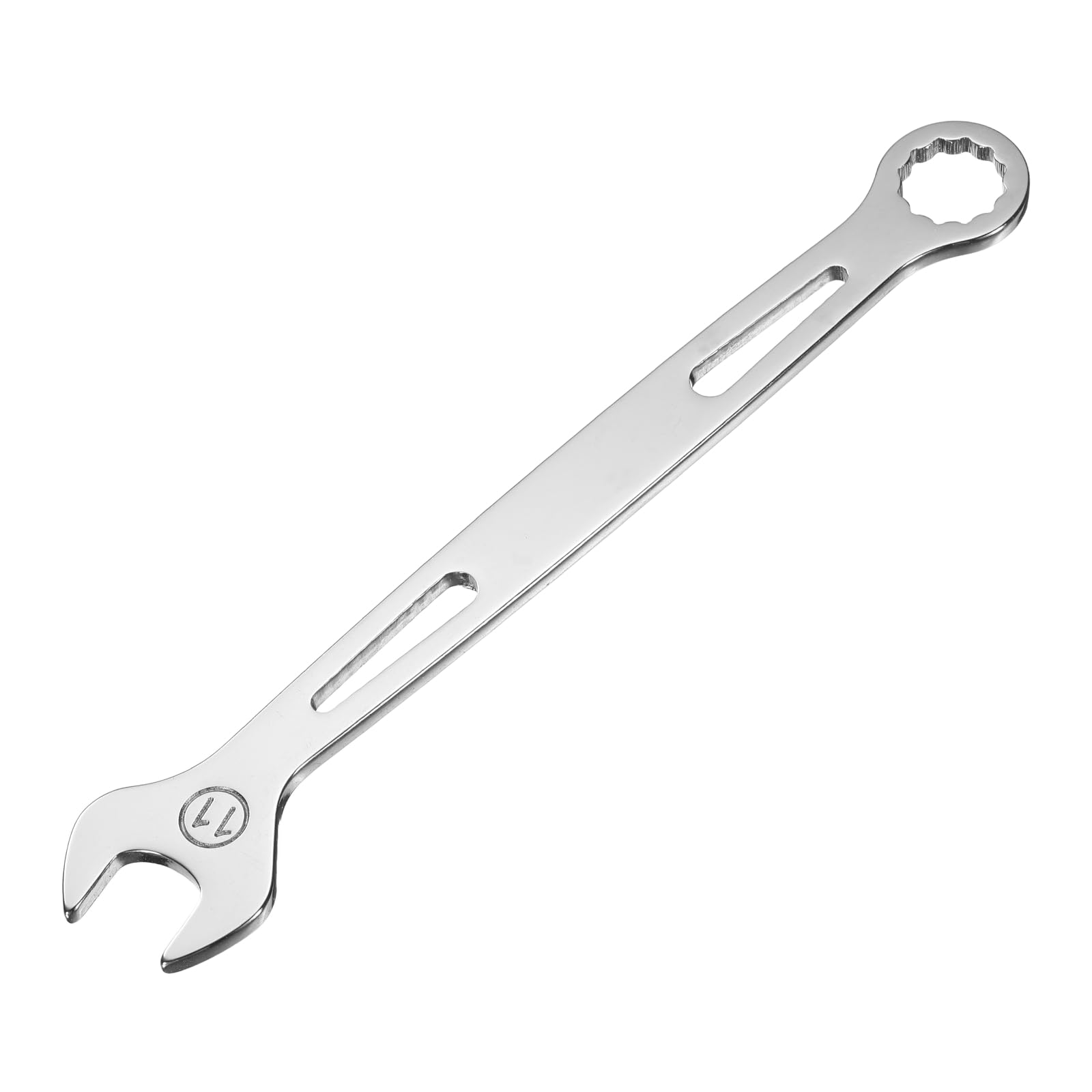 sourcing map Combination Wrench 11mm Metric Super Thin 12-Point Box and Open End Chrome Vanadium Steel Double Ended Spanner Tool for Automotive Furniture Machinery DIY Repair, Silver