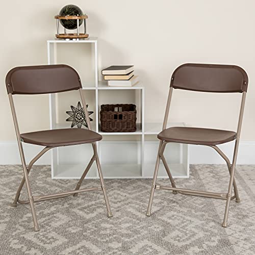 Image of Flash Furniture Hercules Plastic Folding Event Chair, Brown, 10-Pack