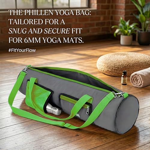 Image of Yoga Mat Cover Bag with Adjustable Shoulder Strap Waterproof Yoga Mats Carry Bags fit for 4mm to 8 mm Yoga Mat for Women and Men Zipper Mats Bag's for Meditation Mat (Grey Neon)