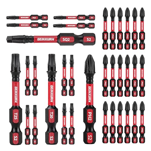 GEINXURN Impact Tough Phillips Square Torx 2 in. Insert Driver Bits, 35Pack Bulk T20/T25/PH2/SQ2 Screwdriver Power Bits Set