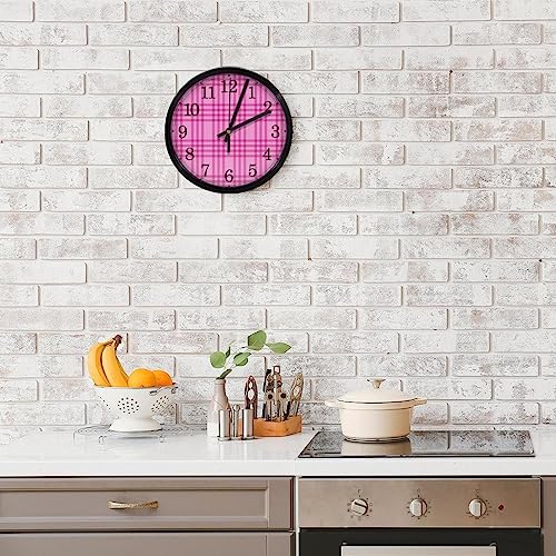Horloge murale silencieuse à quartz rose à rayures pour la maison - 8