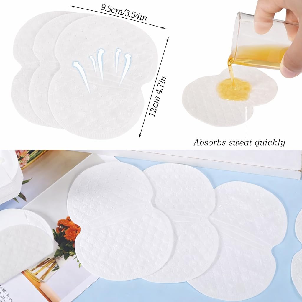 100 Pcs Underarm Sweat Pads, Armpit Sweat Pads for Women and Men, Disposable Underarm Pads for Clothing Sweating Comfortable Unflavored Non Sweat Armpit Protection(5.1 * 3.54 inch, 100)