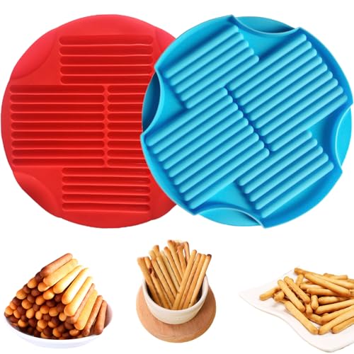 YXHZVON 2 Stück Backmatte Hundekekse, 30 Kavitäten Lange Keksform, Silikon Backmatte für DIY Snack,Schokoriegel,Keksstick,Eiswürfelform(Rot + Blau)