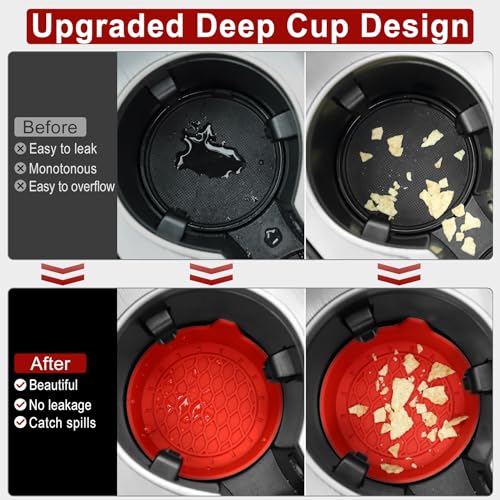 Image of SINGARO Car Cup Holder Coaster, Silicone Cup Holder Insert, Universal Non-Slip Cup Holders, Car Accessories Interior for Women and Man 4 Pack Red