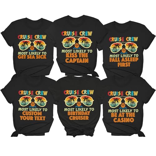 Generic Unisex Adult Family Cruise Shirts 2024 - Most Likely to Cruise T-Shirts, Lets Go Girls Trip Summer Beach T-Shirt (Cruise Squad) - S