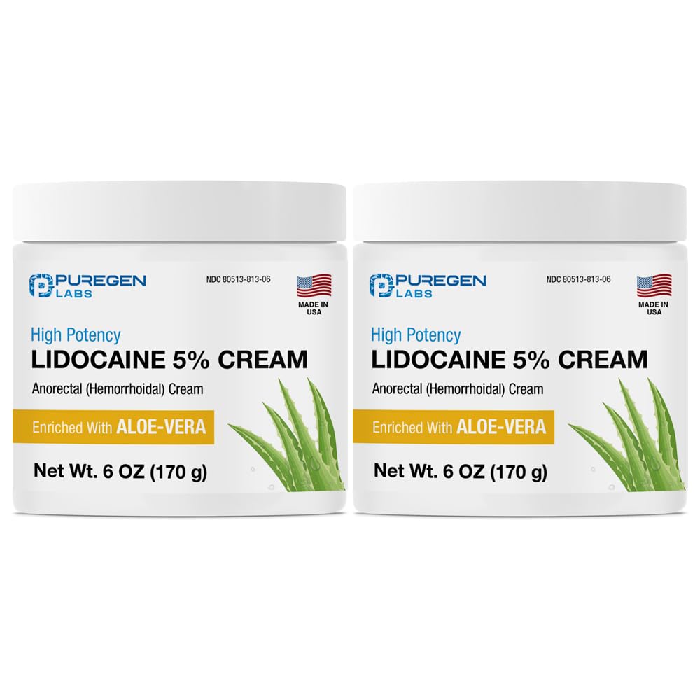 Puregen Labs Lidocaine 5% Anorectal Cream, Total 12 Oz